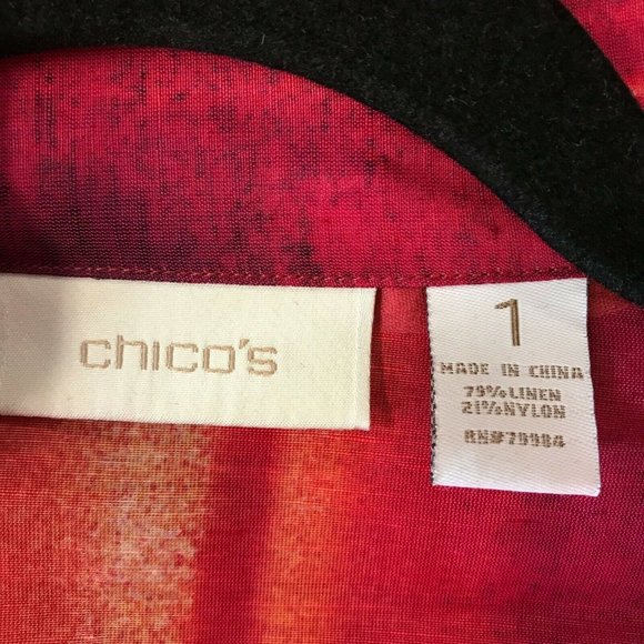 Chico's Womens Adjustable Waist Linen Blend Casual Zip Front Red Jacket Size M - Picture 7 of 9